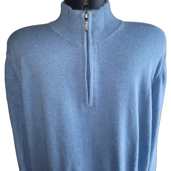 L.L.Bean Blue Zip Neck Pullover Sweater  XL - Picture 2 of 5
